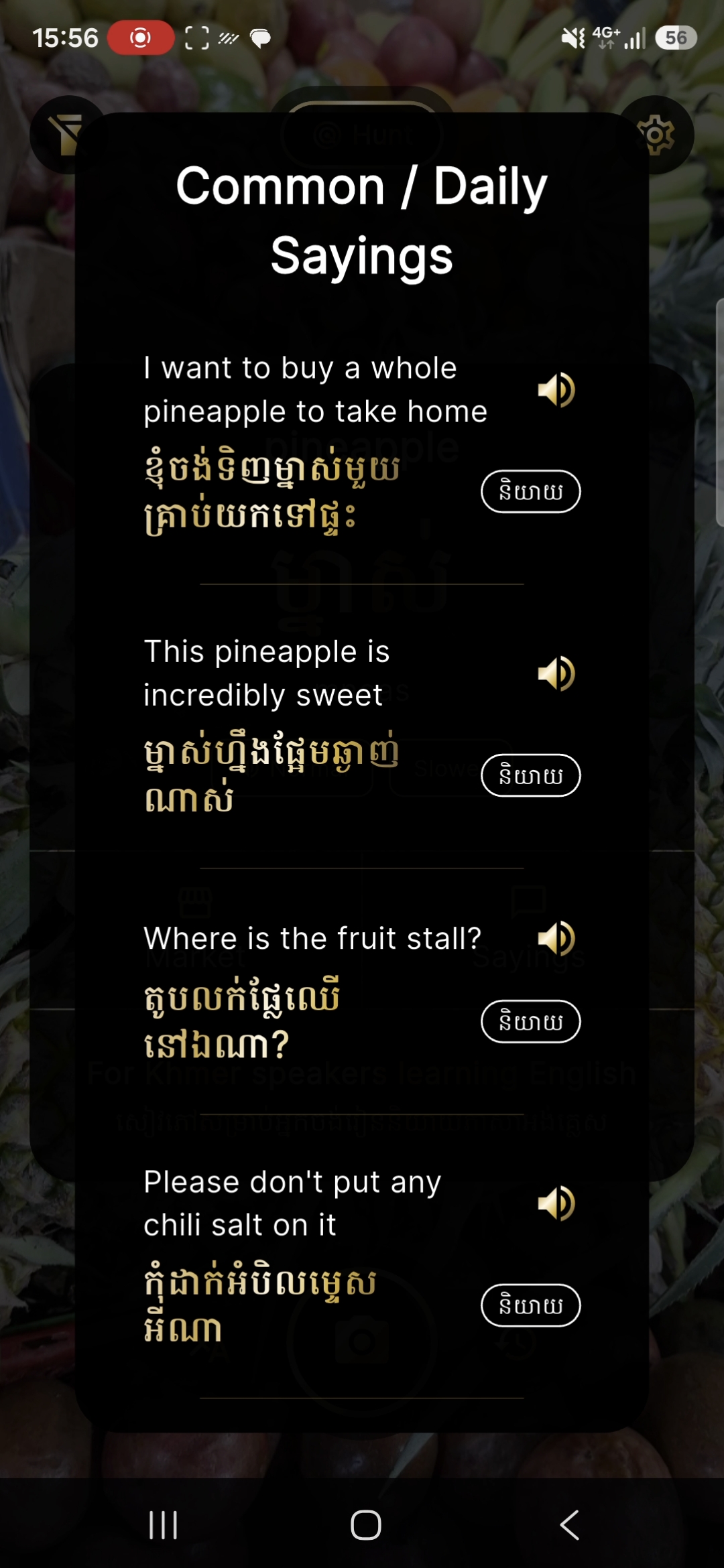 Sayings list open for the pineapple result
